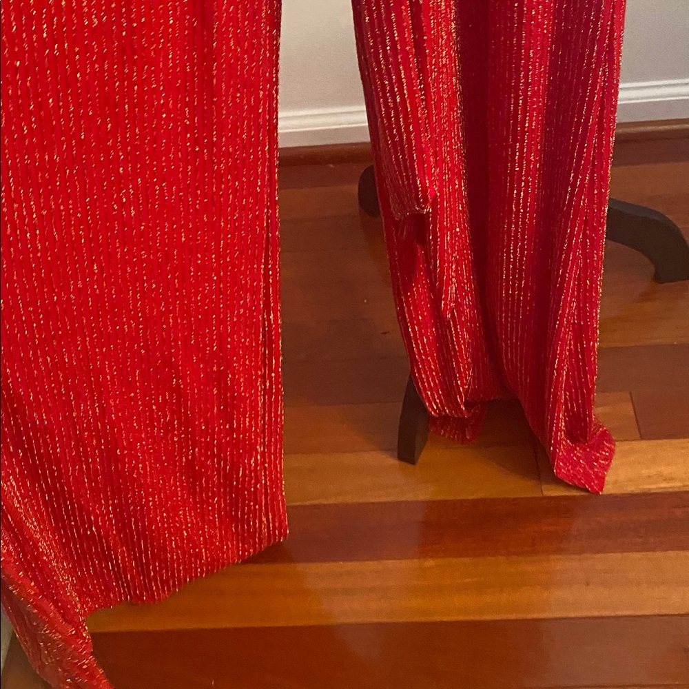 Gibiu USA NWT red with silver threads tie waist jumpsuit - Picture 11 of 12